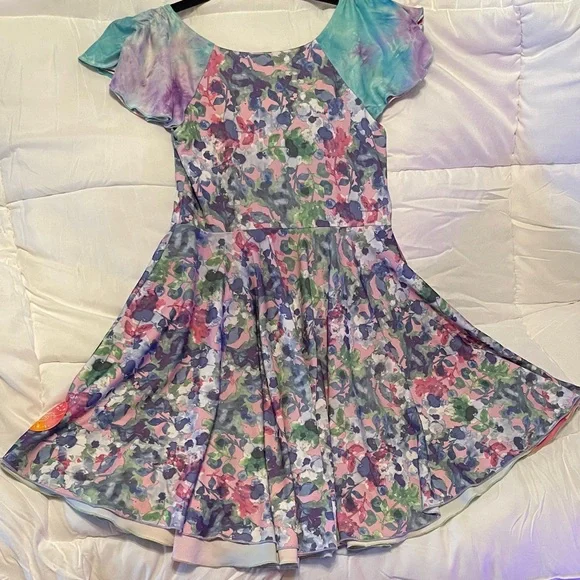 Girls' Twirly Girl Multicolor Rainbow Gradient & Paisley Fit-and-Flare Dress - Picture 4 of 5